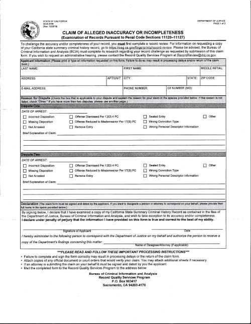 BCIA 8706 – Claim for Alleged Inaccuracy or Incompleteness