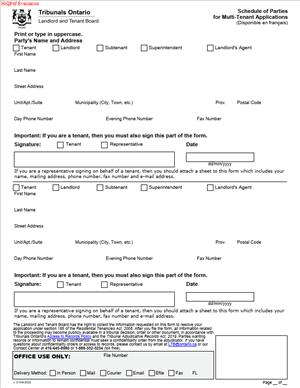 Schedule of Parties for Multi-Tenant Applications