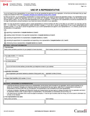 Use of a Representative Form (IMM 5476)