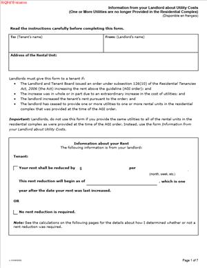 Information from your Landlord about Utility Costs (One or More Utilities are no longer Provided in the Residential Complex)