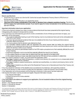 RTB-2 – Application for Review Consideration