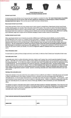 Application Form for Criminal Background Checks – Prince Edward Island