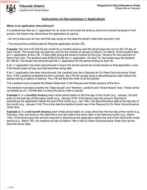 Request for a Discontinuance Order Without a Hearing Form