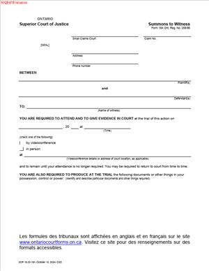 Form 18A – Summons to Witness