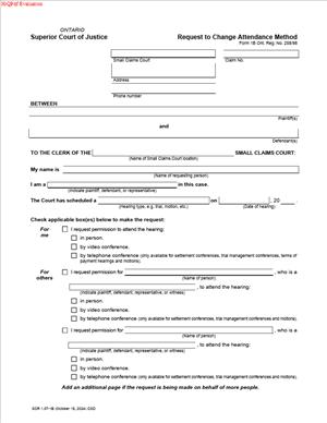 Form 1B – Request to Change Attendance Method