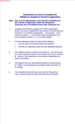 CTS1808 – Affidavit in Support of Tenant’s Application
