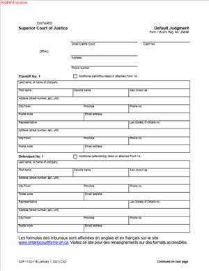 Form 11B – Default Judgment