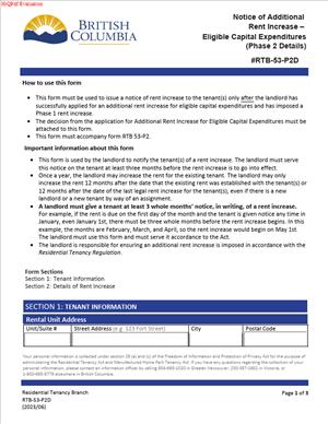 RTB-53-P2D – Notice of Additional Rent Increase – Eligible Capital Expenditures (Phase 2 Details)