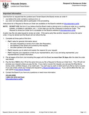 Request to Review an Order