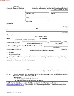 Form 1C – Objection to Request to Change Attendance Method