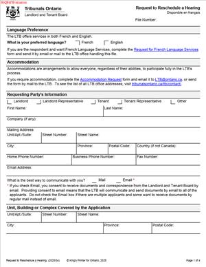 Request to Reschedule a Hearing