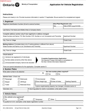 Application for Vehicle Registration