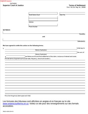 Form 14D – Terms of Settlement