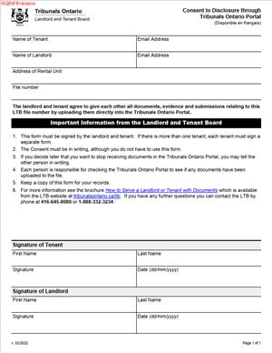 Consent to Disclosure through Tribunals Ontario Portal