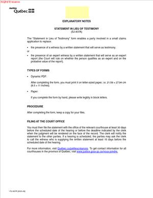 SJ 837A – Statement in Lieu of Testimony