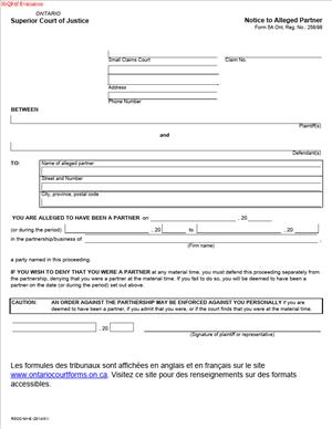 Form 5A – Notice to Alleged Partner
