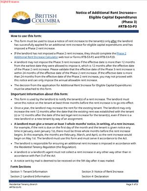 RTB-53-P3 – Notice of Additional Rent Increase – Eligible Capital Expenditures (Phase 3)