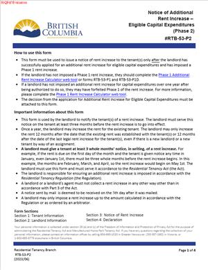 RTB-53-P2- Notice of Additional Rent Increase – Eligible Capital Expenditures (Phase 2)