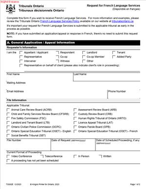 Request for French Language Services