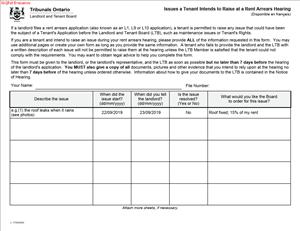 Issues a Tenant Intends to Raise at a Rent Arrears Hearing