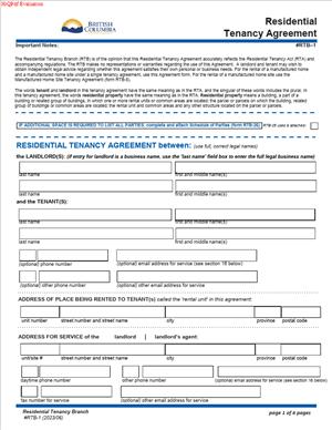 RTB-1 – Residential Tenancy Agreement