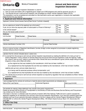 Annual and Semi-Annual Inspection Declaration