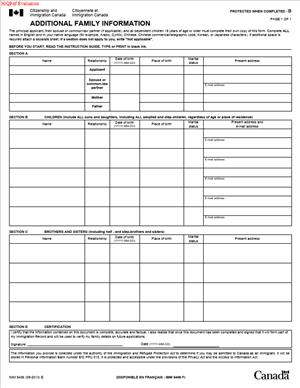 Additional Family Information (IMM 5406)