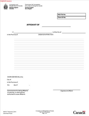 RAD 04 17 – Affidavit or Statutory Declaration