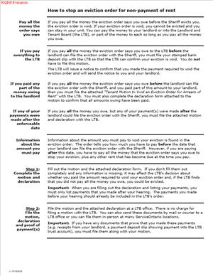 Tenant’s Motion to Void an Eviction Order for Arrears of Rent