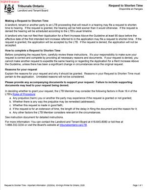 Request to Shorten Time