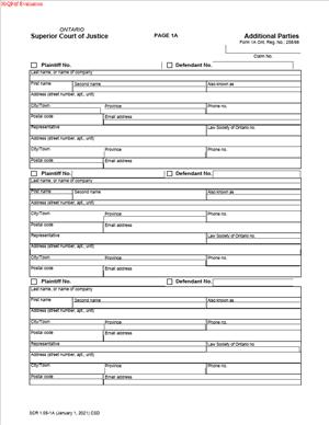 Form 1A – Additional Parties