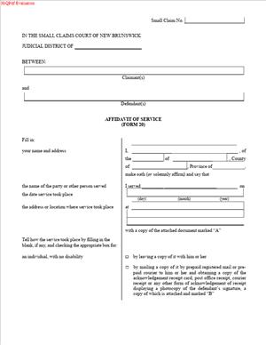 Form 20 – Affidavit of Service