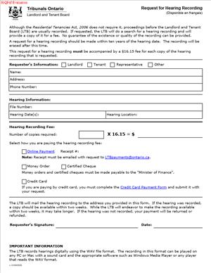 Request for Hearing Recording