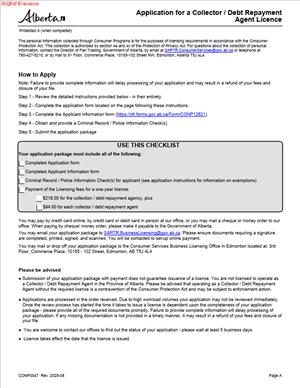 CONP0047 – Application for a Collector or Debt Repayment Agent Licence