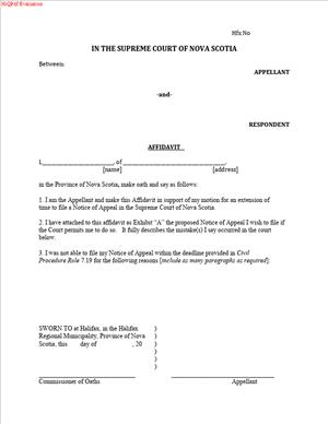 NSSC – Affidavit Motion for Extension Civil Appeal