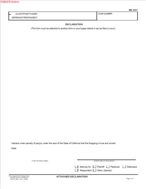 MC-031 – Attached Declaration