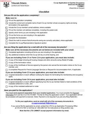 Form C – Co-op Application to End the Occupancy and Evict the Member