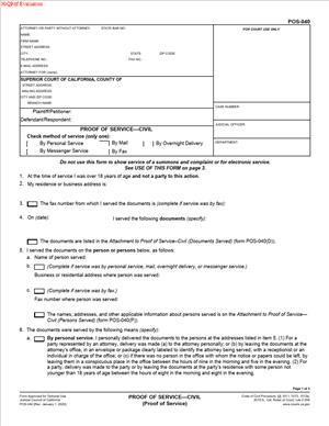POS-040 - Proof of Service - Civil