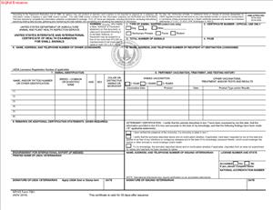 APHIS Form 7001 - Interstate and International Certificate of Health ...