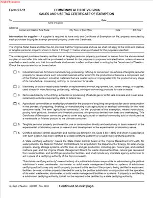 Form ST-11 - Sales And Use Tax Certificate of Exemption - RunSensible Forms