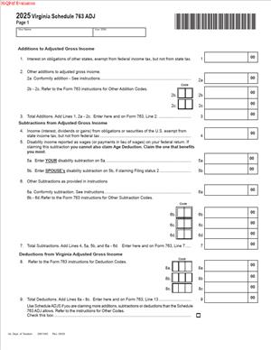 Form 763 ADJ - 2025 Virginia Schedule