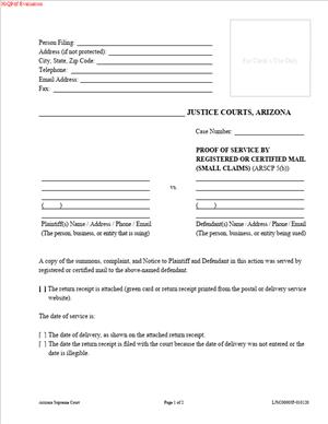 LJSC00003F – Proof of Service by Registered or Certified Mail (Small Claims)