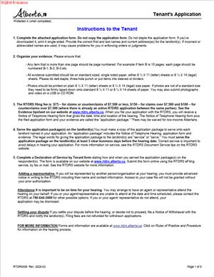 RTDR0008 - Tenant's Application