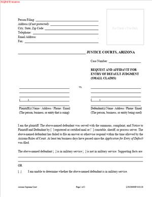 LJSC00008F - Request and Affidavit for Entry of Default Judgment (Small Claims)