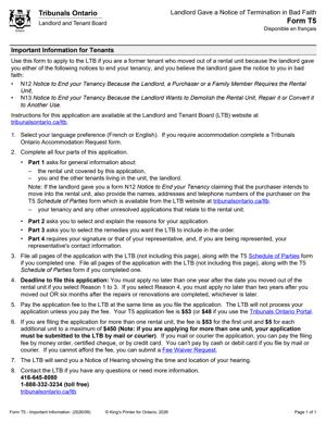 Form T5 – Landlord Gave a Notice of Termination in Bad Faith