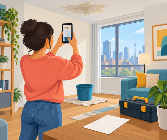 Tenant documenting repairs in Ontario before contacting the landlord