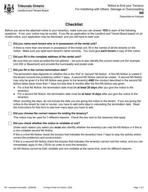 N5 – Notice to End your Tenancy for Interfering with Others, Damage or Overcrowding